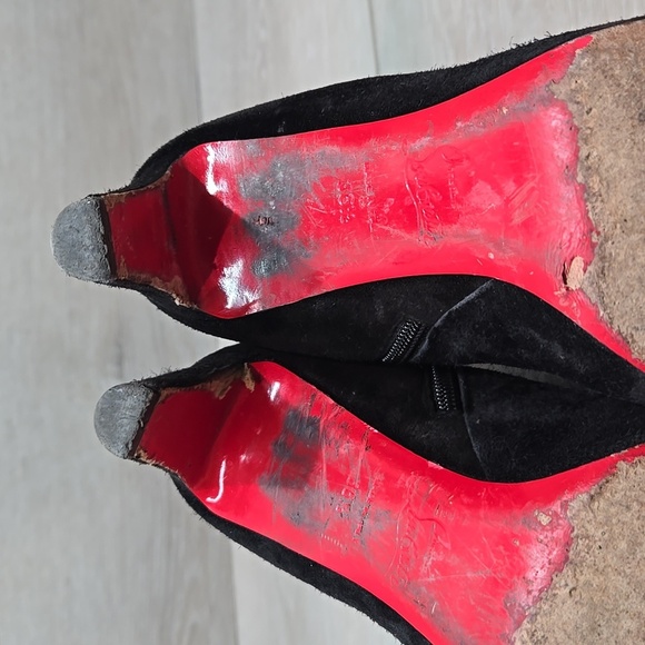Christian Louboutin Women Black Suede Heeled Boots Shoes Sz 36.5/6.5 - Picture 14 of 16
